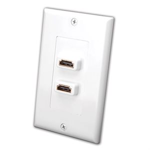 Vanco Slim Line HDMI Decor Wall Plate- Dual (White)