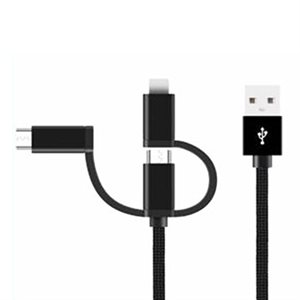 New Wave 1M 3-in-1 USB to Micro Type C Lightning Cable for Charging & Data