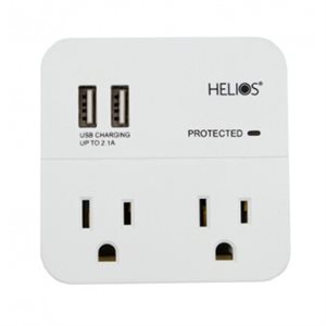 Ethereal 2 Outlet Wall Tap Surge Protector w /  2 USB Ports