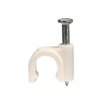 ASKA Single RG6 Cable Clip with 3 / 4" Nail (white)