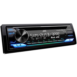 JVC Single DIN 2-Line Alexa / SiriusXM Front  /  Rear Dual USB 5.0V Compatible Bluetooth CD Receiver