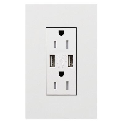 Lutron NEW Architectural TR USB Receptacle w / plate(white)