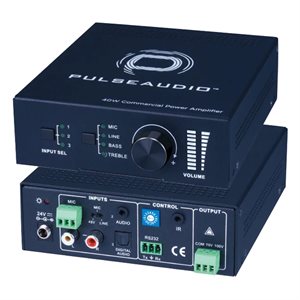 PulseAudio Single Channel 40w 70 / 100 Volt Amplifier w / Mic In