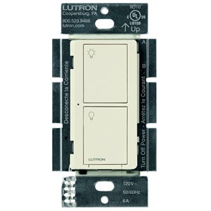 Lutron Caseta 5A 2-Button RF Switch (light almond)
