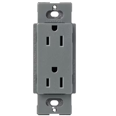 Lutron Satin Color 15A Duplex Receptacle (slate)