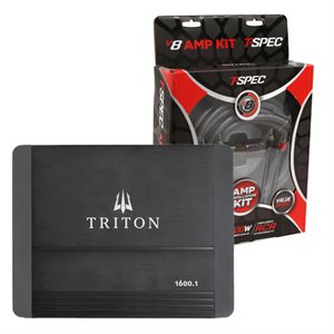 Triton Audio Amp Bundle (1x1600W Mono Amplifier & 4 ga Amp Install Kit w / RCA Cables)