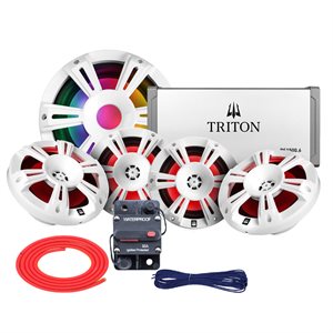 Triton Marine Bundle- 1500W 6-Ch Amp, 10" Subwoofer, 6.5" Speakers (2x pair), Marine Amp Kit