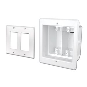 Vanco Recessed Dual Gang Indoor InBox for Flat TVS (White)