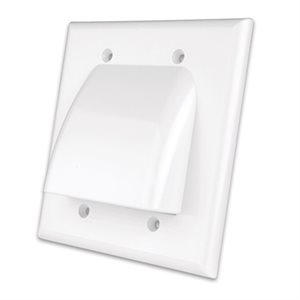 Vanco Flat Panel Two-Gang Cable Wall Plate (white)