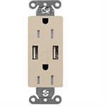 Lutron Satin Color 15A Duplex Receptacle w /  USB (taupe)