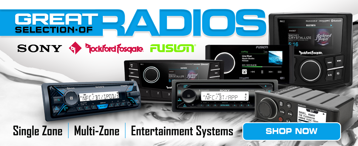 Great Selection of Radios from Sony, Rockford Fosgate, and Fusion